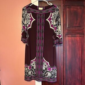 Donna Morgan Long Sleeve Dress in Purple and Black